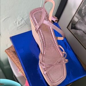 Elegant Pink Strappy Wedge Sandals